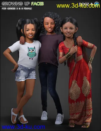 3D打印模型Growing Up Faces for Genesis 3 & 8 Female(s)的图片
