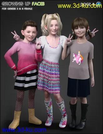 Growing Up Faces for Genesis 3 & 8 Female(s)模型的图片23