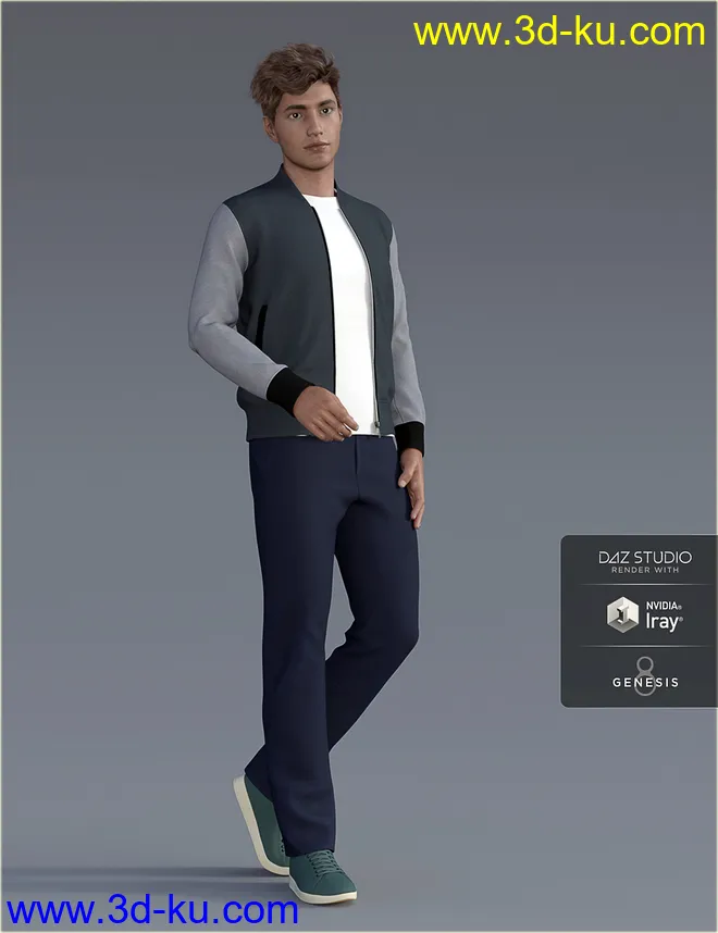 H&C dForce Basic Jacket Outfit for Genesis 8 Male(s)模型的图片2
