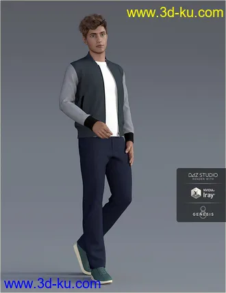 3D打印模型H&C dForce Basic Jacket Outfit for Genesis 8 Male(s)的图片