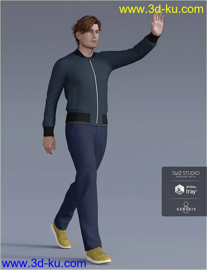 H&C dForce Basic Jacket Outfit for Genesis 8 Male(s)模型的图片3