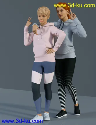 3D打印模型H&C Hoodie & Training Wear for Genesis 8 Female(s)的图片