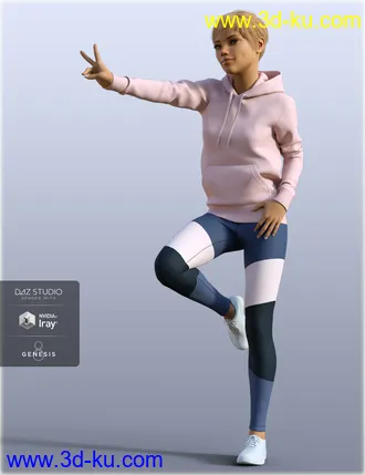 3D打印模型H&C Hoodie & Training Wear for Genesis 8 Female(s)的图片