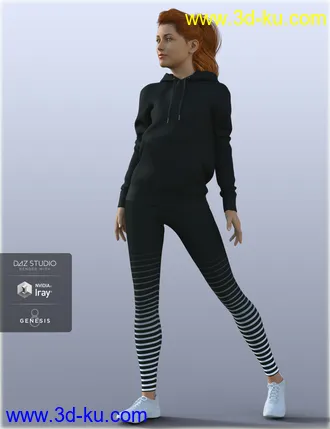 3D打印模型H&C Hoodie & Training Wear for Genesis 8 Female(s)的图片