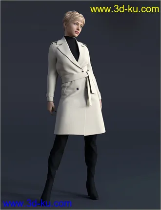 3D打印模型H&C Trench Coat Outfit for Genesis 8 Female(s)的图片