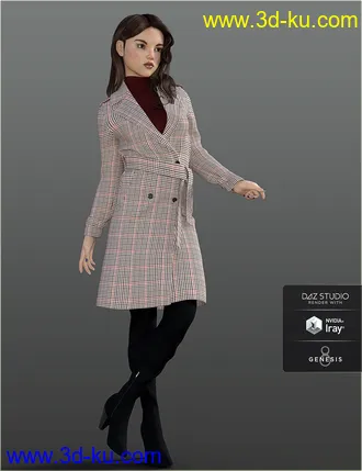 3D打印模型H&C Trench Coat Outfit for Genesis 8 Female(s)的图片