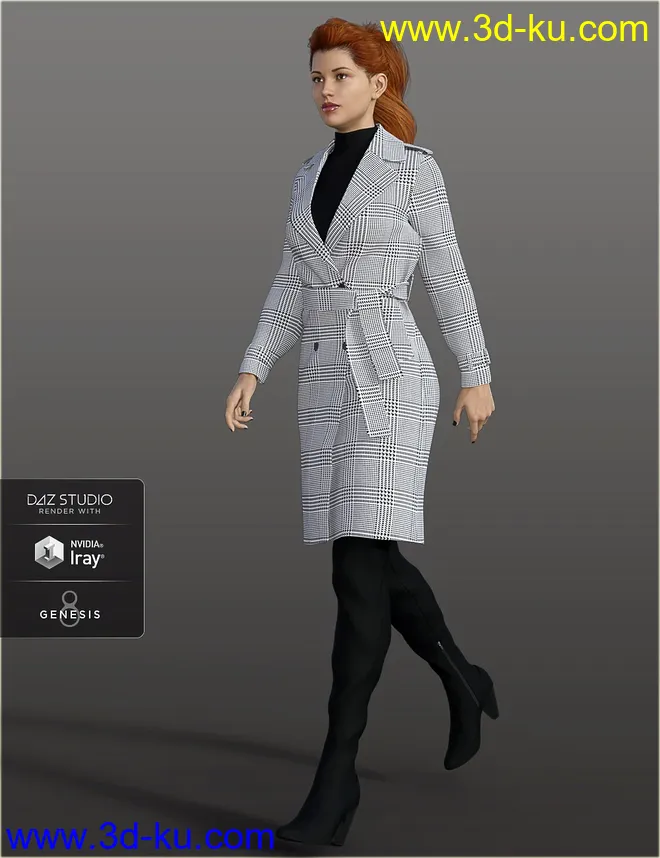 H&C Trench Coat Outfit for Genesis 8 Female(s)模型的图片4