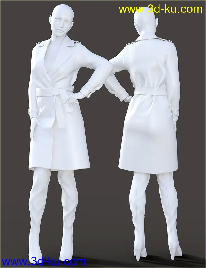 H&C Trench Coat Outfit for Genesis 8 Female(s)模型的图片10