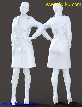 3D打印模型H&C Trench Coat Outfit for Genesis 8 Female(s)的图片