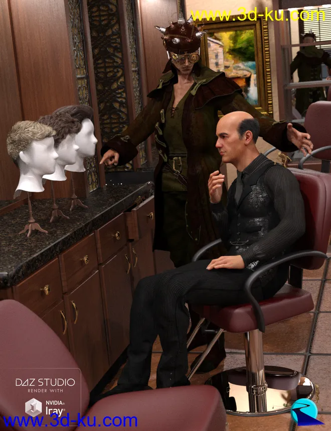 Hair Converter from Genesis 3 Male to Genesis 8 Male模型的图片1