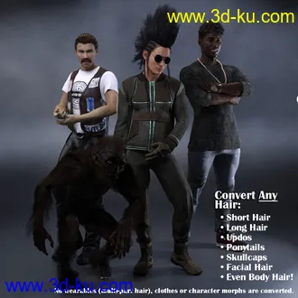 3D打印模型Hair Converter from Genesis 3 Male to Genesis 8 Male的图片