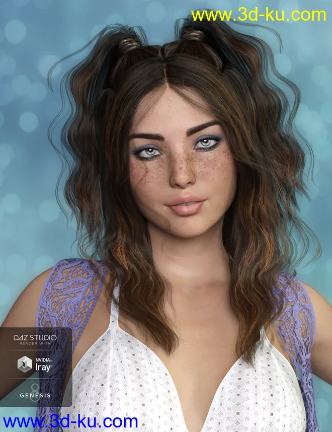 Harper Hair for Genesis 3 and 8 Female(s)模型的图片1