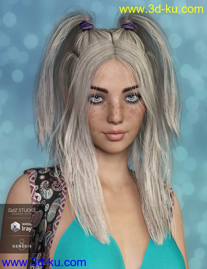 Harper Hair for Genesis 3 and 8 Female(s)模型的图片2