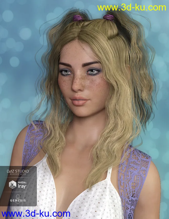 Harper Hair for Genesis 3 and 8 Female(s)模型的图片4