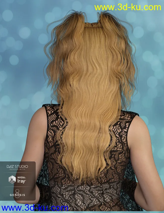 Harper Hair for Genesis 3 and 8 Female(s)模型的图片9