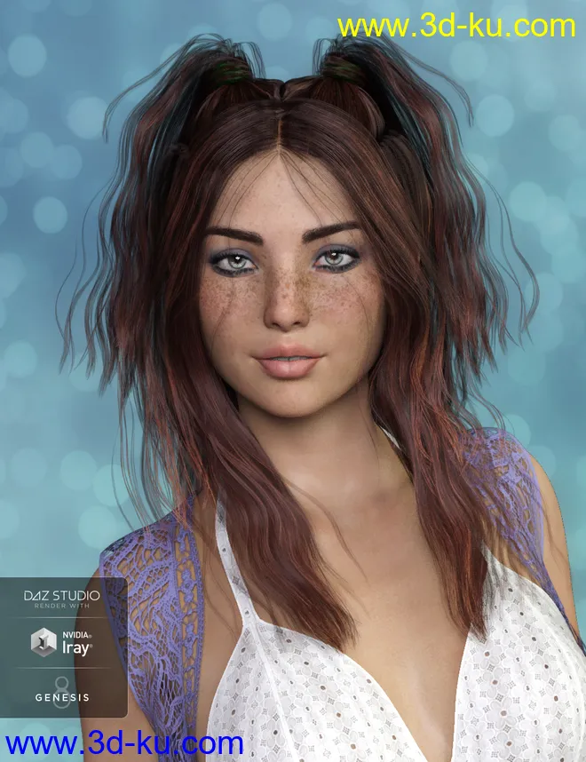 Harper Hair for Genesis 3 and 8 Female(s)模型的图片10