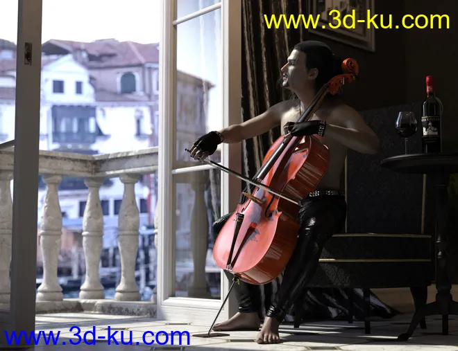 HD Cello and Poses for Genesis 8模型的图片8