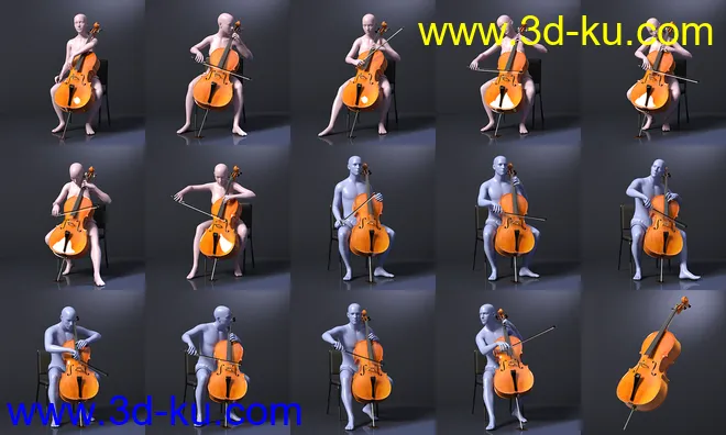 HD Cello and Poses for Genesis 8模型的图片12