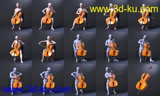 3D打印模型HD Cello and Poses for Genesis 8的图片