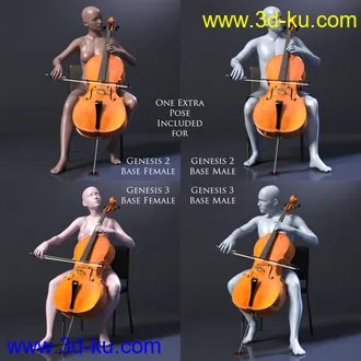 3D打印模型HD Cello and Poses for Genesis 8的图片