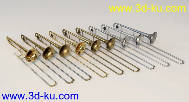 HD Trombone and Poses for Genesis 8模型的图片4