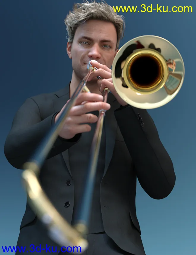 HD Trombone and Poses for Genesis 8模型的图片8