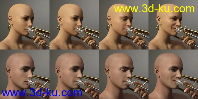 HD Trombone and Poses for Genesis 8模型的图片11