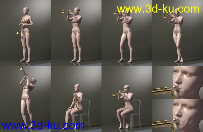 HD Trumpet and Poses for Genesis 8模型的图片9