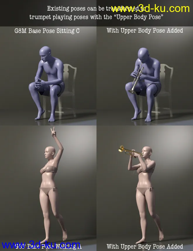 HD Trumpet and Poses for Genesis 8模型的图片11