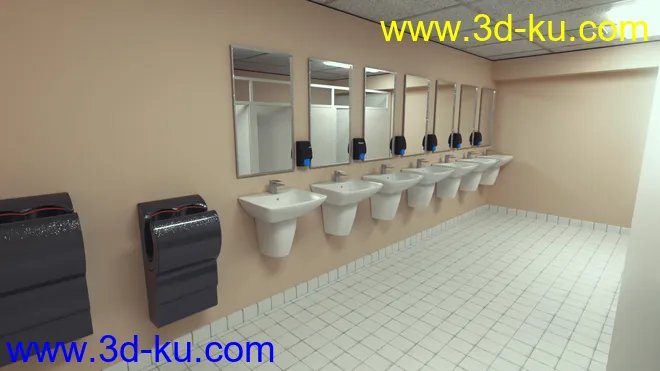 High School Bathroom模型的图片3