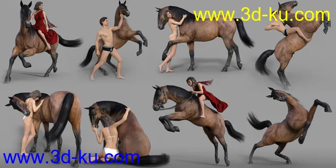 Horse and Rider Poses and Dress for Genesis 8模型的图片5