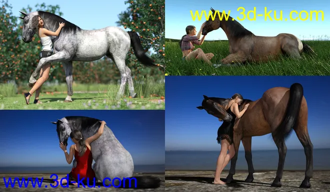Horse and Rider Poses and Dress for Genesis 8模型的图片6
