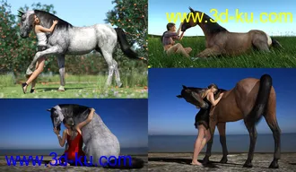 3D打印模型Horse and Rider Poses and Dress for Genesis 8的图片