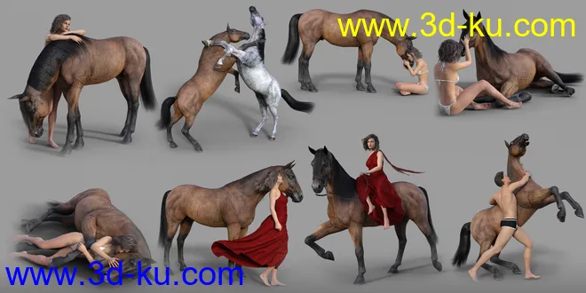 Horse and Rider Poses and Dress for Genesis 8模型的图片8