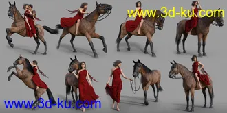 3D打印模型Horse and Rider Poses and Dress for Genesis 8的图片