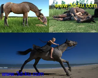 3D打印模型Horse and Rider Poses and Dress for Genesis 8的图片
