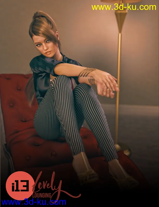 i13 Lovely Lounging Poses and Furniture for Genesis 3 Female(s)模型的图片1