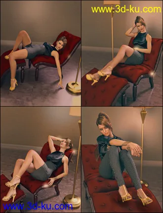 3D打印模型i13 Lovely Lounging Poses and Furniture for Genesis 3 Female(s)的图片