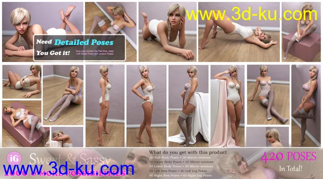 iG Sweet & Sassy Pose Collection Vol. 2 for Genesis 8 Female(s)模型的图片5