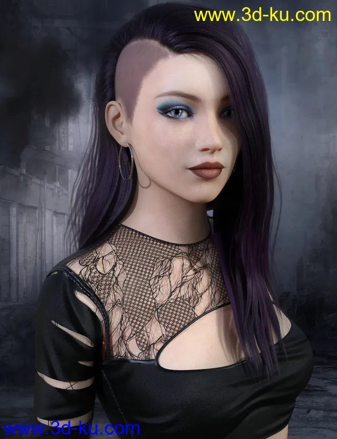 Jett Hair for Genesis 8 Female(s)模型的图片1