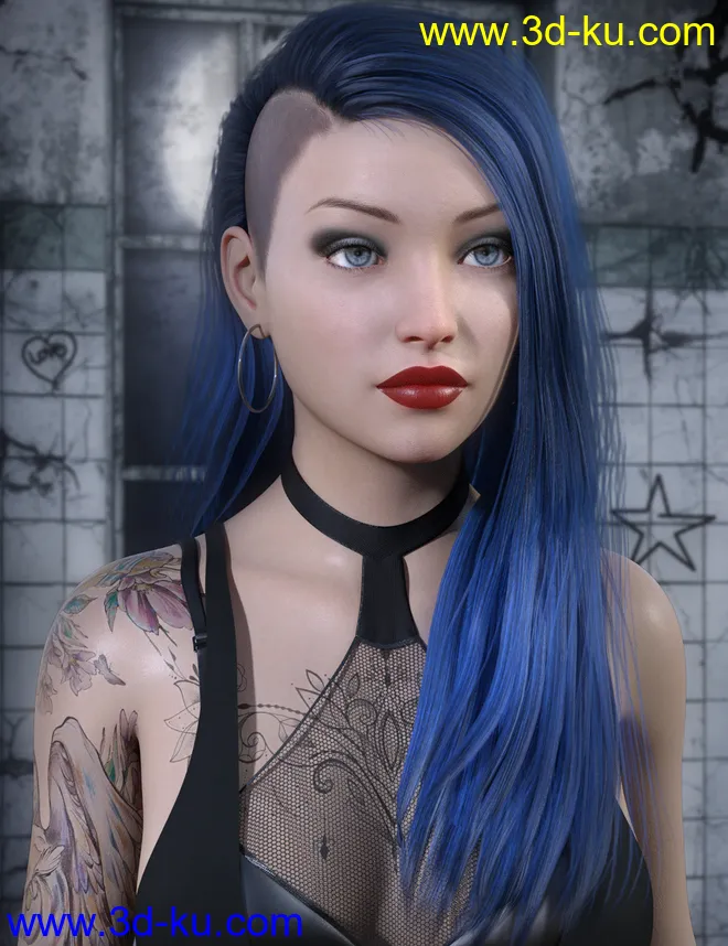 Jett Hair for Genesis 8 Female(s)模型的图片3