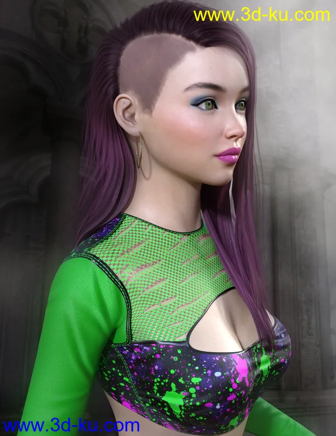 Jett Hair for Genesis 8 Female(s)模型的图片9
