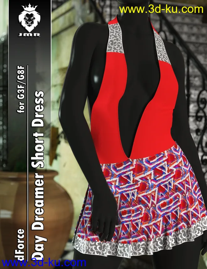 JMR dForce Day Dreamer Short Dress for G3F and G8F模型的图片1