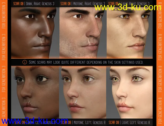 L.I.E. FACE SCARS for Genesis 3 and 8模型的图片6