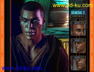 3D打印模型L.I.E. FACE SCARS for Genesis 3 and 8的图片