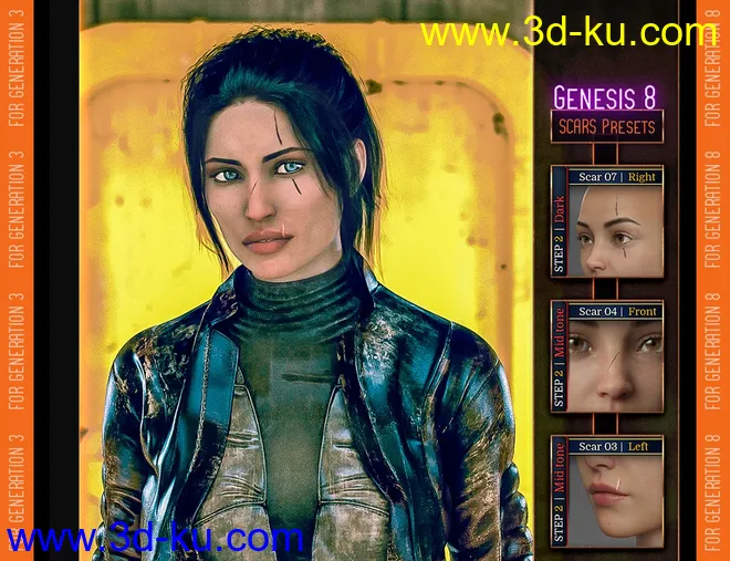 L.I.E. FACE SCARS for Genesis 3 and 8模型的图片9