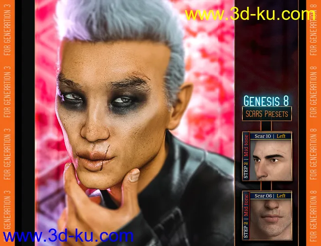 L.I.E. FACE SCARS for Genesis 3 and 8模型的图片10
