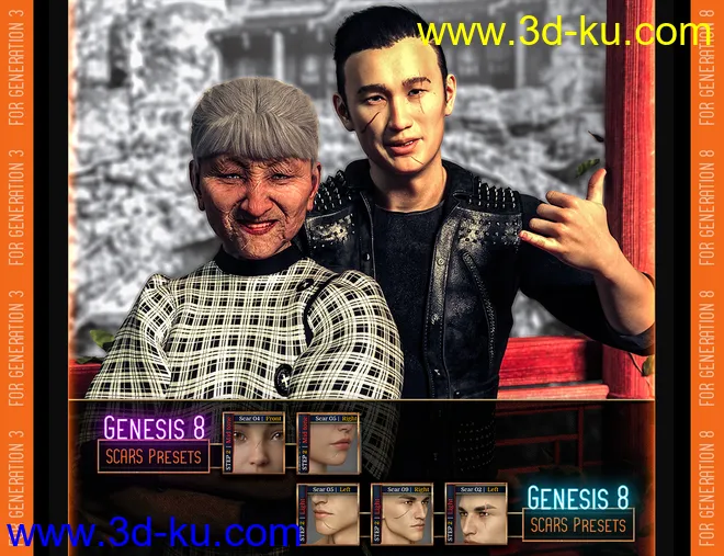 L.I.E. FACE SCARS for Genesis 3 and 8模型的图片11