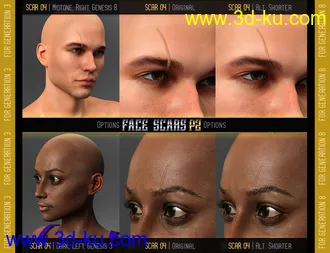 3D打印模型L.I.E. FACE SCARS for Genesis 3 and 8 Pack 2的图片