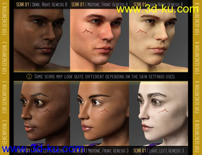 L.I.E. FACE SCARS for Genesis 3 and 8 Pack 2模型的图片7